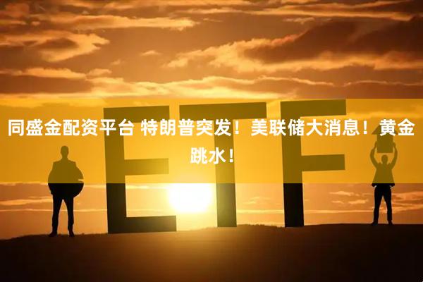 同盛金配资平台 特朗普突发！美联储大消息！黄金跳水！